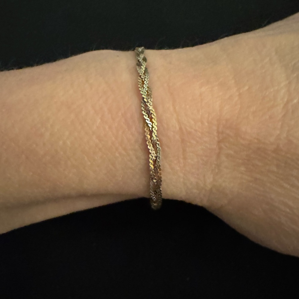 925 Sterling Silver Tri-Color Braided Bracelet - Vintage - Picture 4 of 6